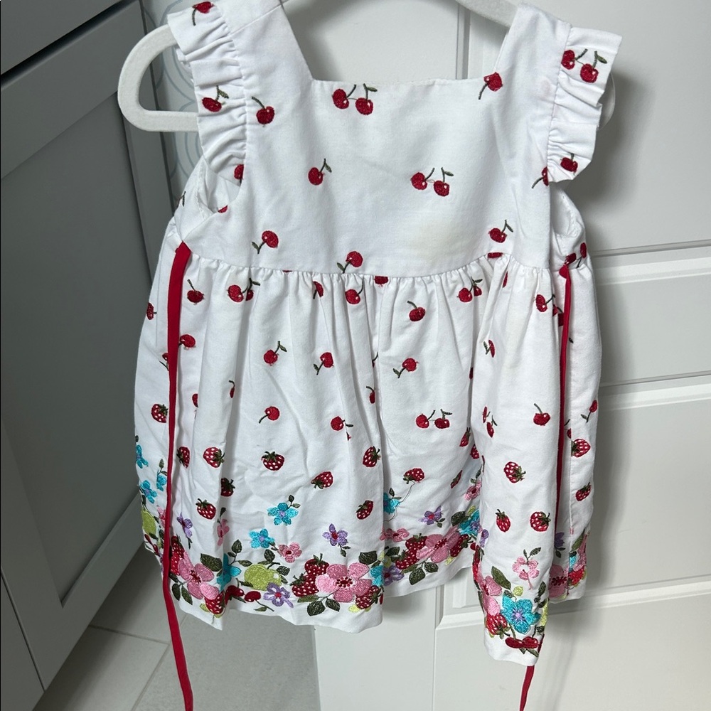 Florence Eiseman White Dress with Yellow Sun Embroidery